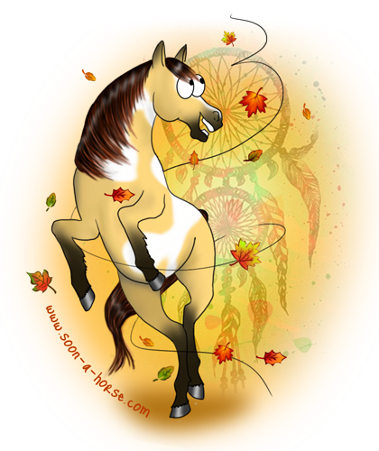 Dessin cheval en automne
