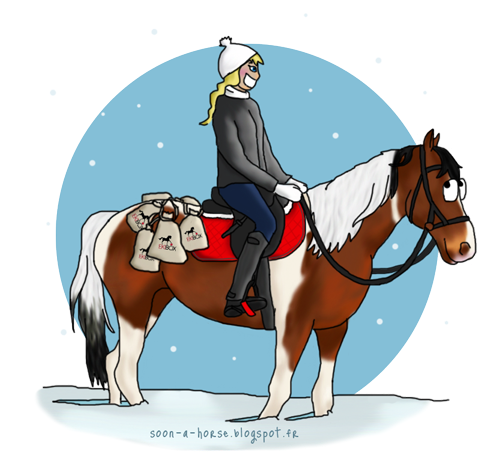 Dessin cheval qui marche dans la neige
