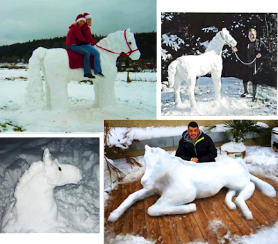 Bonhomme de neige en forme de cheval