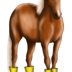 dessin cheval les pieds dans l'eau