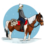 Dessin cheval qui marche dans la neige