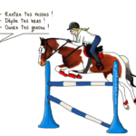 dessin conseils à l'obstacle en équitation