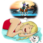 Fille qui rêve de chevaux dessin