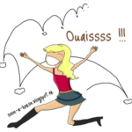 Fille sautant partout heureuse dessin