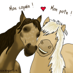 Dessin chevaux très amis