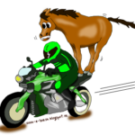 Cheval faisant de la moto, dessin
